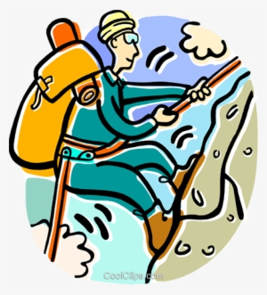 Mountain Climber Royalty Free Vector Clip Art Illustration - Clipart Climbing A Mountain