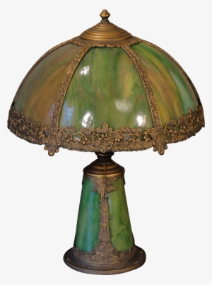 Very Sweet Small Floral Slag Glass Lighted Base Lamp - Lighting