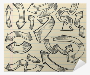 Notebook Doodle Sketch Arrow Design Vector Set Poster - Drawing