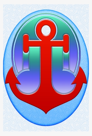 Red Anchor On Blue Oval Pattern - Monochrome Llc