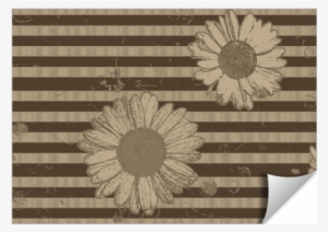 Beige Daisies On Striped Background - Door Mats