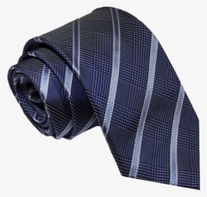 Blue Striped Silk Tie With Houndstooth Background - Paisley