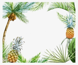 Tropical Leaves Frame Valeriam Trendme Net - Pineapple Decor Shower Curtain Set By Ambesonne, Watercolor
