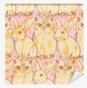 Sketch Rabbit And Owl, Vector Vintage Seamless Pattern - Motif