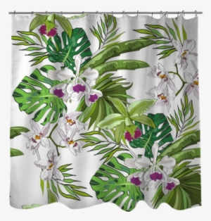 Seamless Vector Pattern Of Exotic Vector Drawn Flowers - Moth Orchid