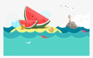 Hand Drawn Cartoon Summer Vacation Background - Portable Network Graphics