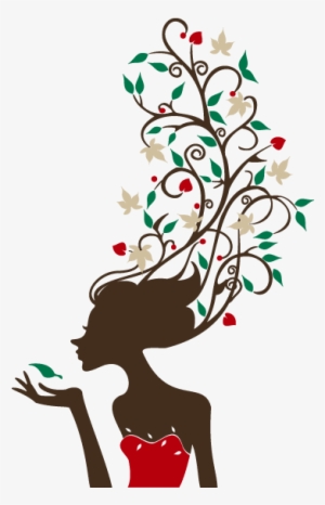 Vinilo Silueta Mujer Tropical - Vinilo Vidriera Primavera