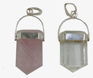 Couple Pendant Quartz Crystal & Rose Quartz New Design - Earrings