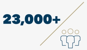 23,000 Alumni Followed By A Diagonal Slash And An Outline - Globe