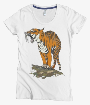 Sabertooth Tiger Printed On Women's Favorite Crew
