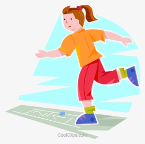Girl Playing Hopscotch Royalty Free Vector Clip Art - Clip Art