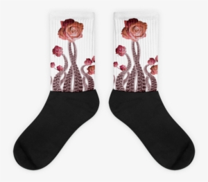 Pink Rose And Octopus Tentacle Surreal Socks - Sock