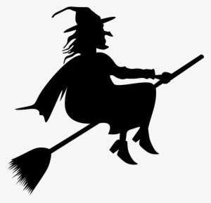 Broom Riding Witch Silhouette - Flying Witch Clipart