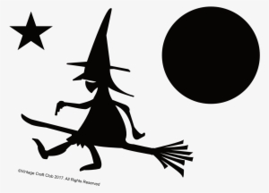 Witch, Moon & Stars Silhouette Image - Illustration