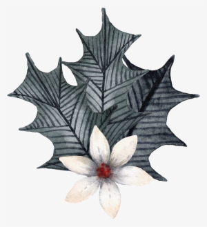 Magnolia And Grey Leaves Png Transparent - Portable Network Graphics
