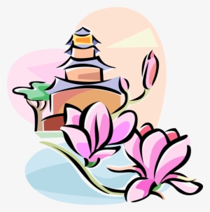 Vector Illustration Of Chinese Yulan Magnolia Flower - Vector Graphics