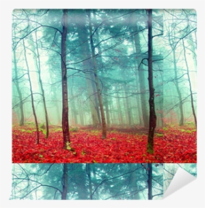 60 X 60 - Mystic Autumn Trees - Metal Print - 4 Panel