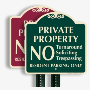 Private Property Resident Parking Only Sign - No Trespassing No Fishing Signs