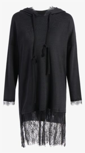 Mujer Encapuchado Panel Encaje Largo Suelto - Dress