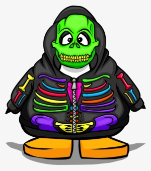 Neon Skeleton Hoodie From A Player Card - Club Penguin Black Belt