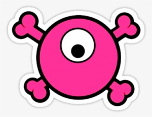 Funny Pink Cyclops Skull And Bones Stickers By Queensoft - Emo Signs