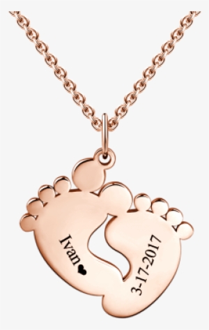 Baby Feet 925 Sterling Silver Personalized Engravable - Name Gold Necklace Png