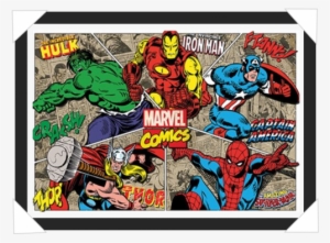#63 - Marvel Comics Poster, Superhero Character Burst