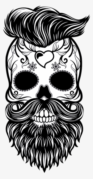 Hipster Skull Sticker - Mexican Skull Beard