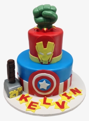 Marvel Heroes Tiered Cake - Birthday Cake Pic Of Avengers