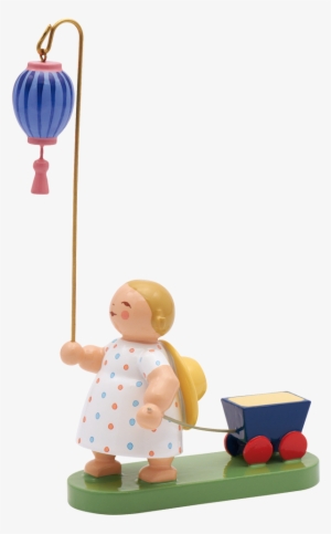 Girl With Cart And Japanese Lantern - Wendt & Kühn Mädchen Mit Wagen