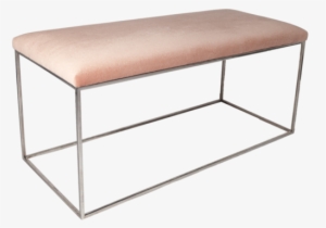 Minimalist Chrome Bench In Pink Mohair - Coffee Table