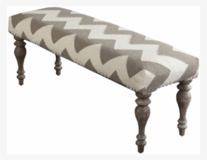 Bench Ivory & Taupe Design By Surya - 46" Winter White And Gray Chevron Upholstered Wool