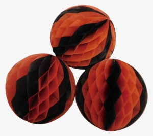 Vintage Crepe Paper/honeycomb Orange & Black Ball Halloween - Crêpe Paper