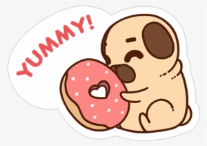 Yummy Cute Donnut Omnomnom Yamiyami Yummy - Pug In A Donut