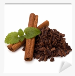 Crushed Chocolate Shavings Pile And Cinnamon Sticks - Chocolate