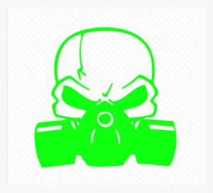 Skull With Gas Mask Green Decal - Skull With A Gas Mask