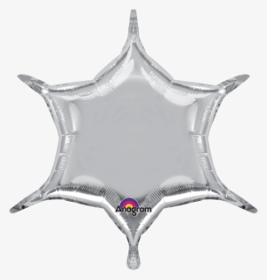 Silver 6-point Star - Metallic Silver 6 Point Star Balloon - 20" Foil (each)