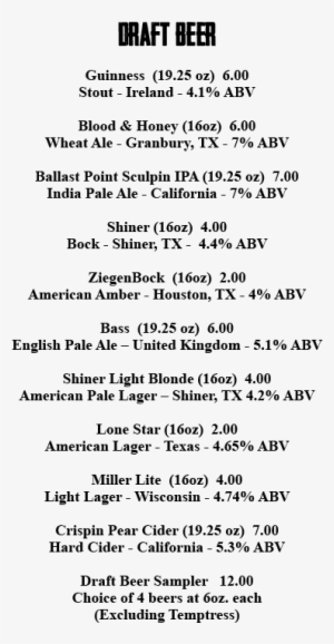 Drink Menu - Arlington