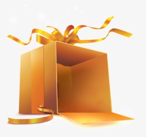 Golden Gift Box Cartoon Transparent - Gift Box Open