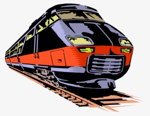 Vector Illustration Of Railroad Rail Transport Speeding - Train