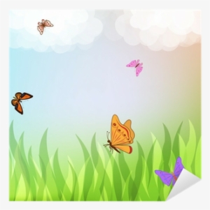 Vinilo Pixerstick Coloridas Mariposas Volando Sobre - Illustration