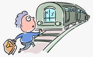 Vector Illustration Of Travel Passenger Runs To Catch - Rail Transport