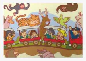 Kids Travel Through The Wilderness Safari By Train - Dibujo De Un Safari