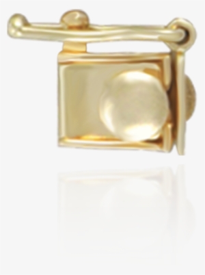 Open Top Box Clasps With Push Button - Gold