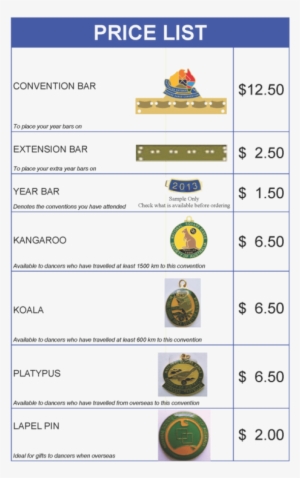 Shop Merchandise Badge Price List - Product