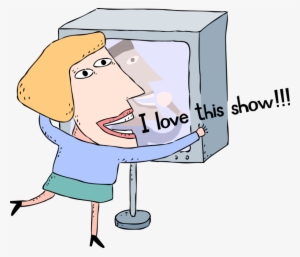 Vector Illustration Of Television Show Fan Enjoys Favorite - Film
