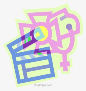 Clapboard And Movie Lights Royalty Free Vector Clip - Graphic Design