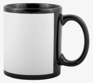 Black Mug White Patch Matte 11oz - Caneca Tarja Branca Rosa Sublimação