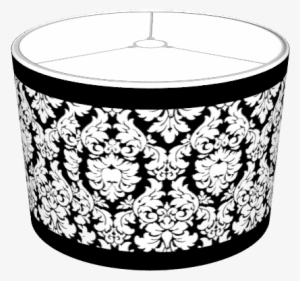Black & White Damask With Trim Lampshade - Black And White Lamp Shades