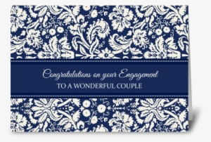Engagement Congratulations Blue Damask Greeting Card - Wedding Congratulations To Parents Of Bride